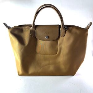 Vintage Longchamp Le Pliage Satin Gold Tote for Travel or Everyday